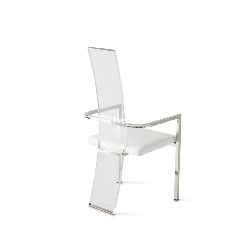 Michael Amini State St. Arm Chair in Satin White