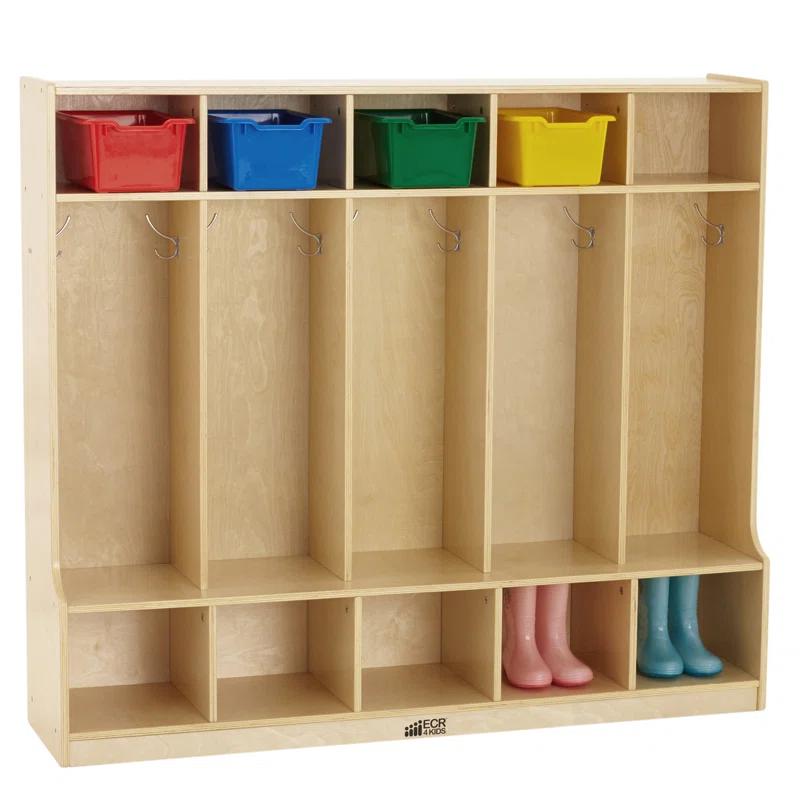 ECR4Kids ECR4Kids 5-Section Coat Locker with Bench, Classroom Furniture