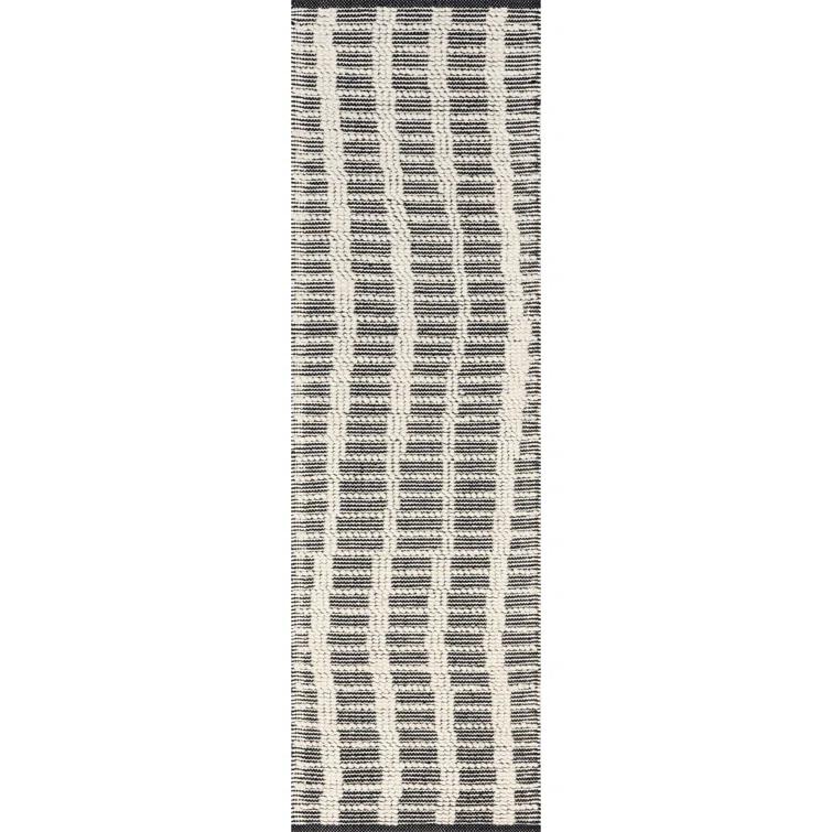 Gracie Oaks Parker Check Textured Ivory Area Rug