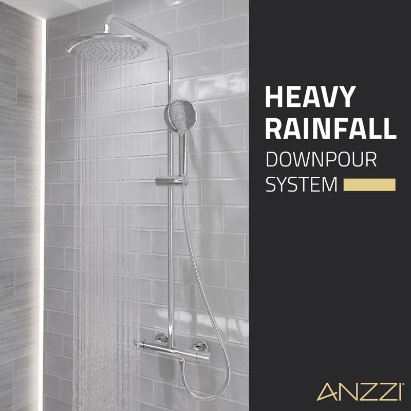 Heavy Rainfall Stainless Steel Shower Bar with Hand Sprayer