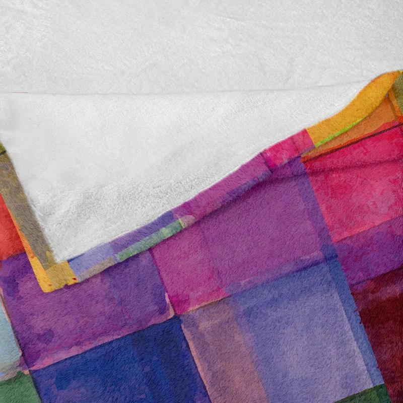Ambesonne Ambesonne Abstract Fleece Throw Blanket Rainbow Colors Squares Multicolor