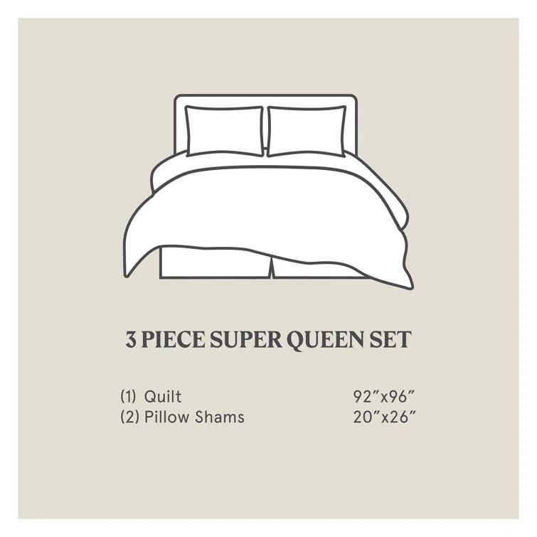 Paseo Road by HiEnd Accents Ranch Life White/Black Cotton Reversible Western Rustic Farmhouse 3 Piece Quilt Set