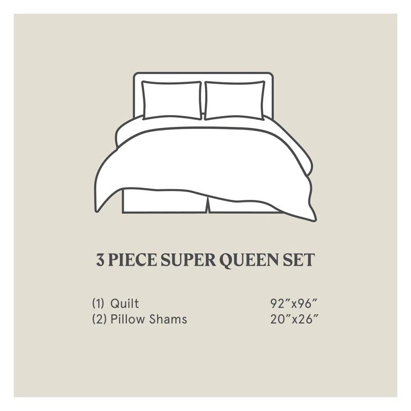 Paseo Road by HiEnd Accents Ranch Life White/Black Cotton Reversible Western Rustic Farmhouse 3 Piece Quilt Set
