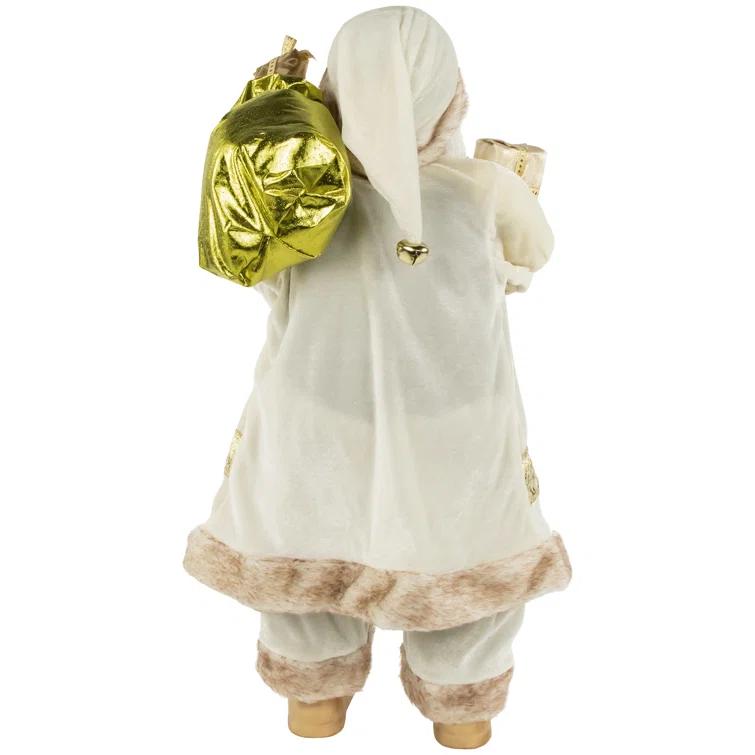 Northlight Seasonal White and Ivory Santa Claus with Gift Bag Christmas Figure