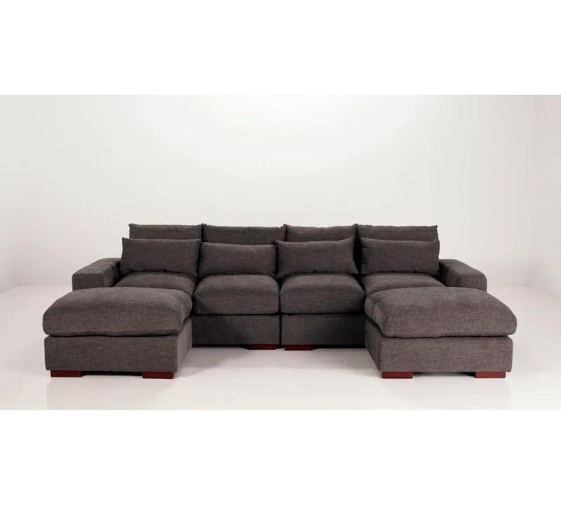 Biaggio Linen Blend Sectional with 2 Ottomans,Sectional Couch