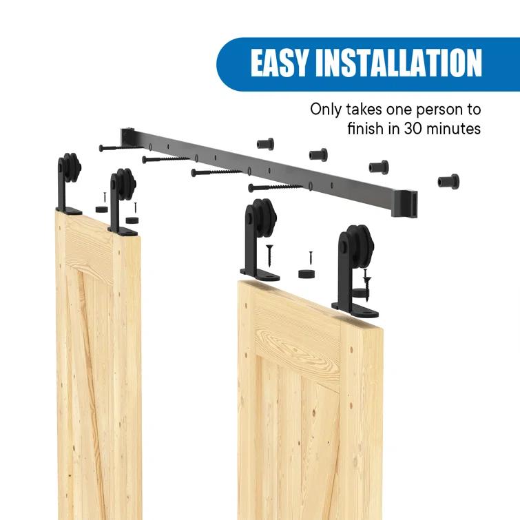 Lazio Steel Double Door Barn Door Hardware Kit