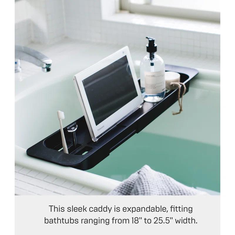 Yamazaki Home Tower Yamazaki Home Expandable Bathtub Caddy - Bathroom Tray Table Holder, 1.77" Height