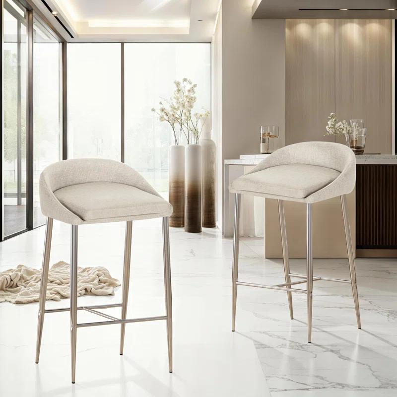 Ivy Bronx Modern&Simple Design Counter Stools Set of 2 – Upholstered Seats, Chrome-Finished Base for Kitchen Island or Breakfast Nook | Wayfair