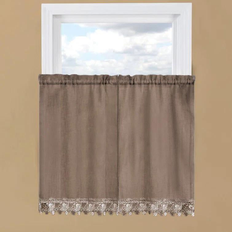 Winston Brands Floral Scalloped Cafe Curtain