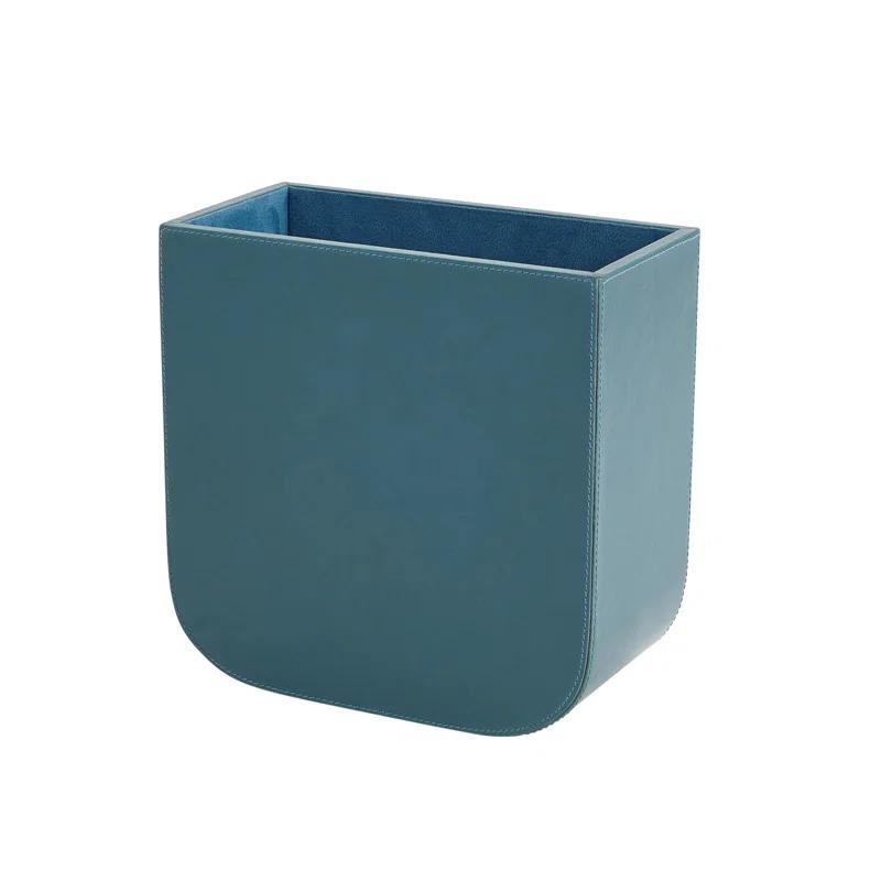 Global Views Radius Edge Leather Wastebasket