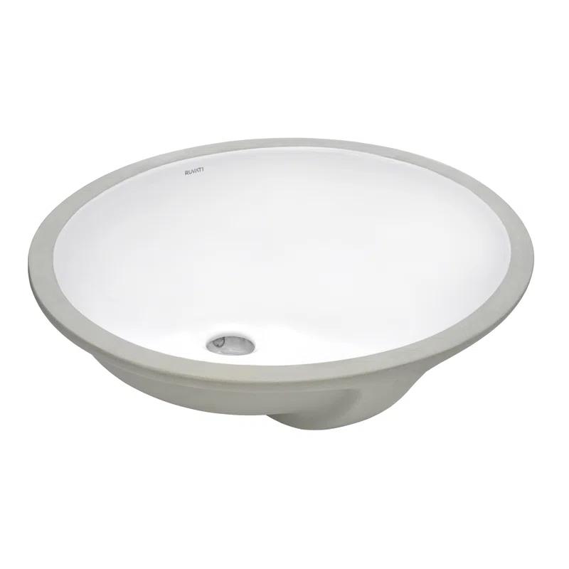 Ruvati RVB0616 Ruvati inch Undermount Bathroom Vanity Sink White Oval Porcelain Ceramic with Overflow