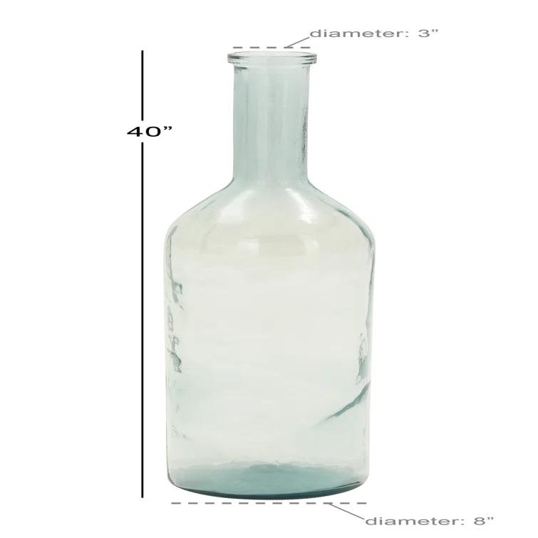 Highland Dunes Recycled Glass Handmade Spanish Decorative Blue Vase
