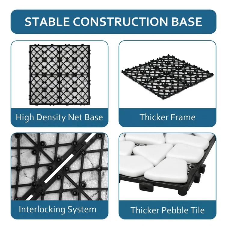 Sunwings 12'' L x 12'' W Pebble Stone Interlocking Deck Tile (Set of 4)