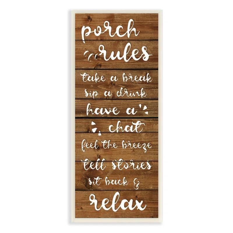 Highland Dunes " Porch Rules Rustic Neutrals Sit Back And Relax " by Daphne Polselli