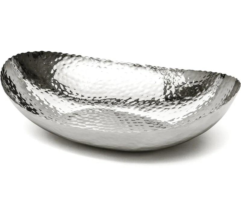 Monarch Abode Hand Hammered Metal Decorative Centerpiece Fruit Bowl for Kitchen Counter, 12.75 inch