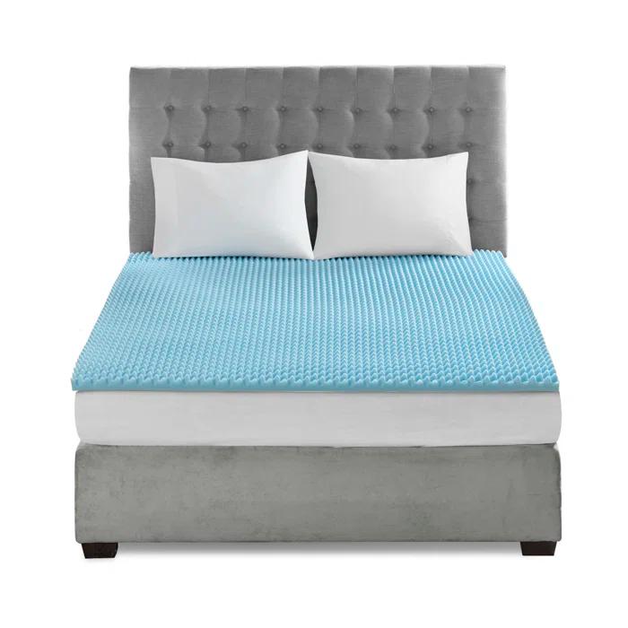 Madison Park 1.5" Gel Memory Foam All Season Reversible Cooling Mattress Topper