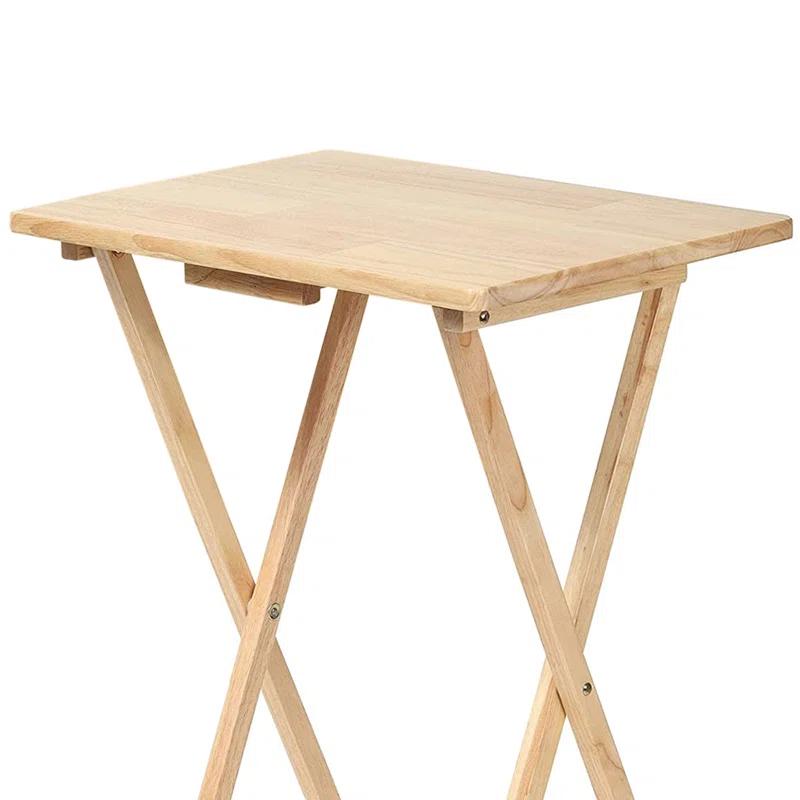 PJ Wood 19.09'' Solid Wood Rectangular Portable Folding Table (Set of 2)