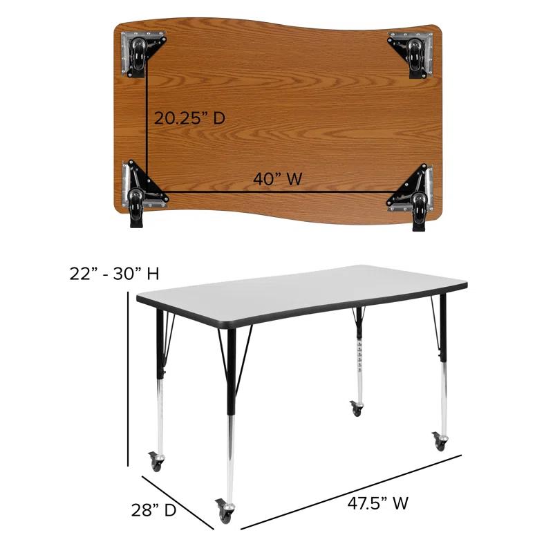 Flash Furniture Goddard 28"W x 47.5"L Rectangular Wave Collaborative Grey Adjustable Height Activity Table