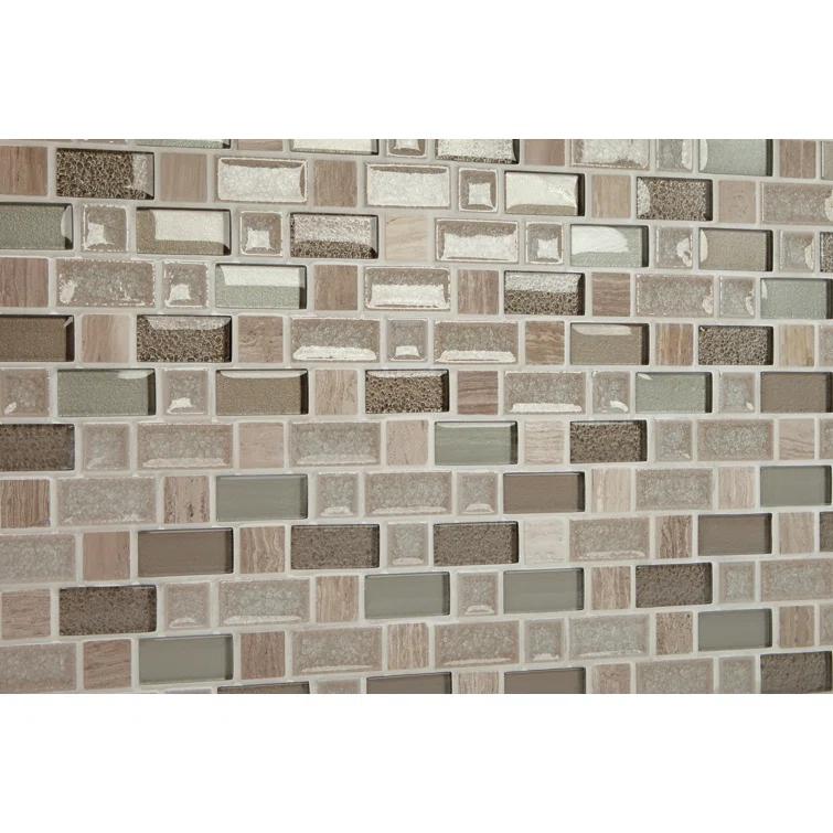 Itona Tile Itona Tile 12" x 12" Stone, Glass and Ceramic Brick-Joint Mosaic Tile (Set of10) (9.90 SQFT Per Carton)