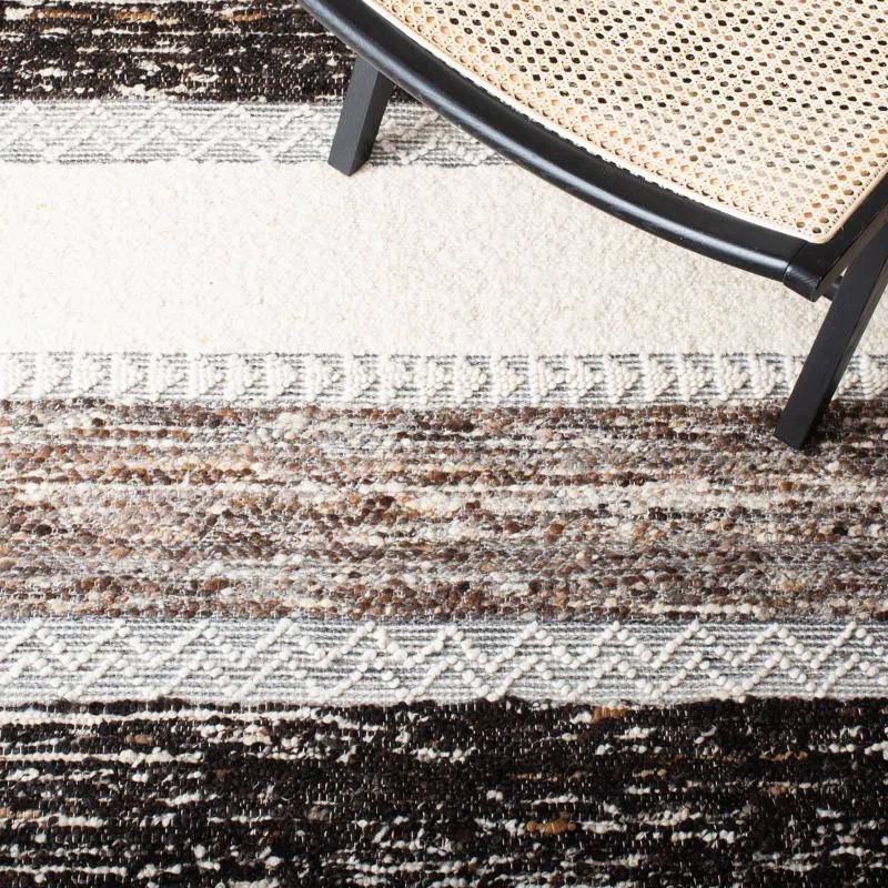 Pante Macassar Southwestern Hand-Woven Cotton/Wool Brown/Ivory/Black Area Rug