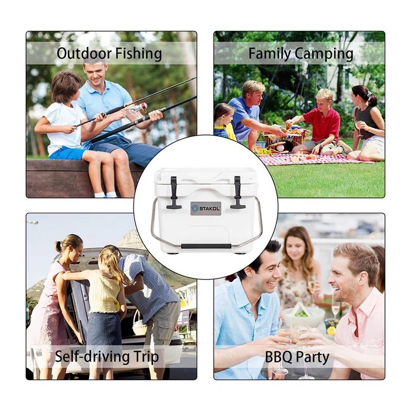 Costway 16 Quart Cooler Portable Ice Chest Leak-proof 24 Cans Ice Boxfor Camping