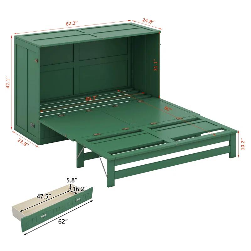 Cosmic Queen Size Murphy Bed With Built-In Charging Station