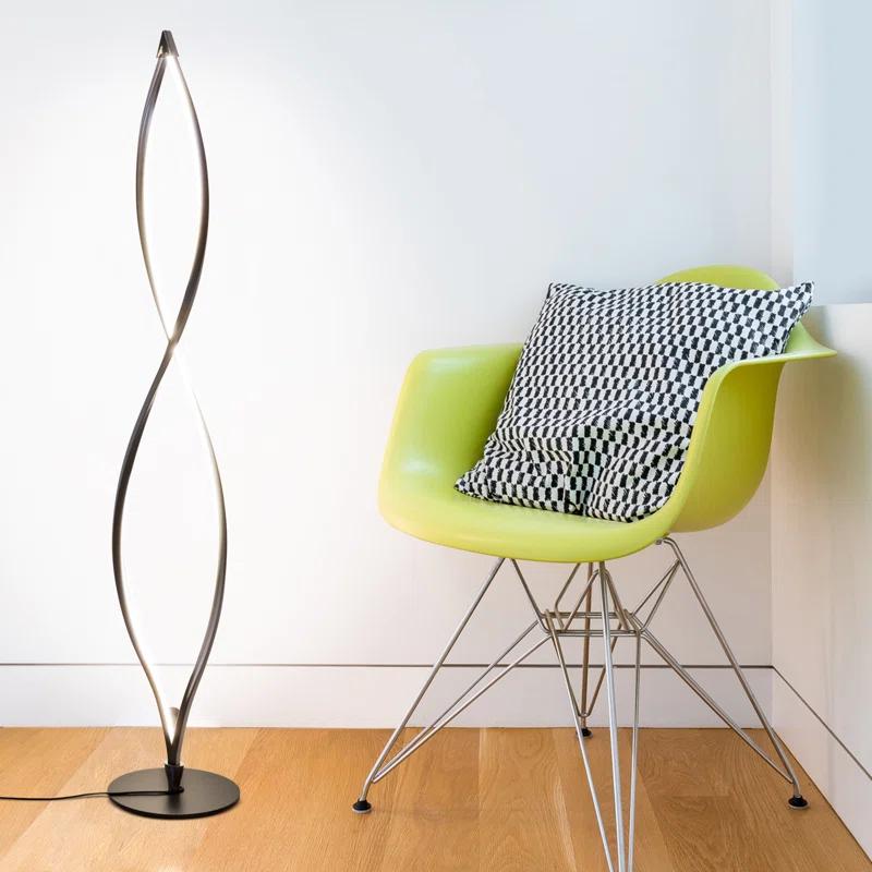 Brightech Twist 43 in. Industrial 2-Light LED Energy Efficient Floor Lamp with Built-In 3-Way Dimmer