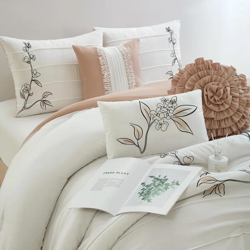 Nanshing America, Inc Raina Microfiber 7 Piece Floral Comforter Set