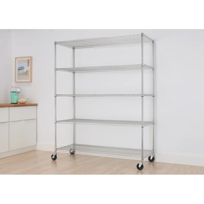 Trinity TRINITY EcoStorage 5-Tier NSF Rolling Steel Wire Shelving Unit w/ Wheels (60 in. W x 24 in. D)