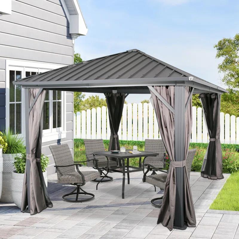 Peak Home Furnishings Hardtop 10 Ft. W x 10 Ft. D Aluminum Patio Gazebo