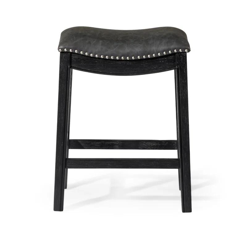 Maven Lane Maven Lane Adrien Backless Saddle Kitchen Stool with Fabric Upholstery