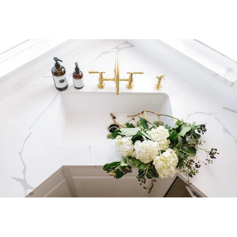 Newport Brass Chesterfield Bridge Kitchen Faucet with Side Spray 9458/03N