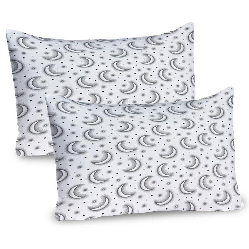 Ambesonne Ambesonne Moon Pillow Sham 2 Pack Dotwork Crescent Phase Stars Charcoal Grey and White
