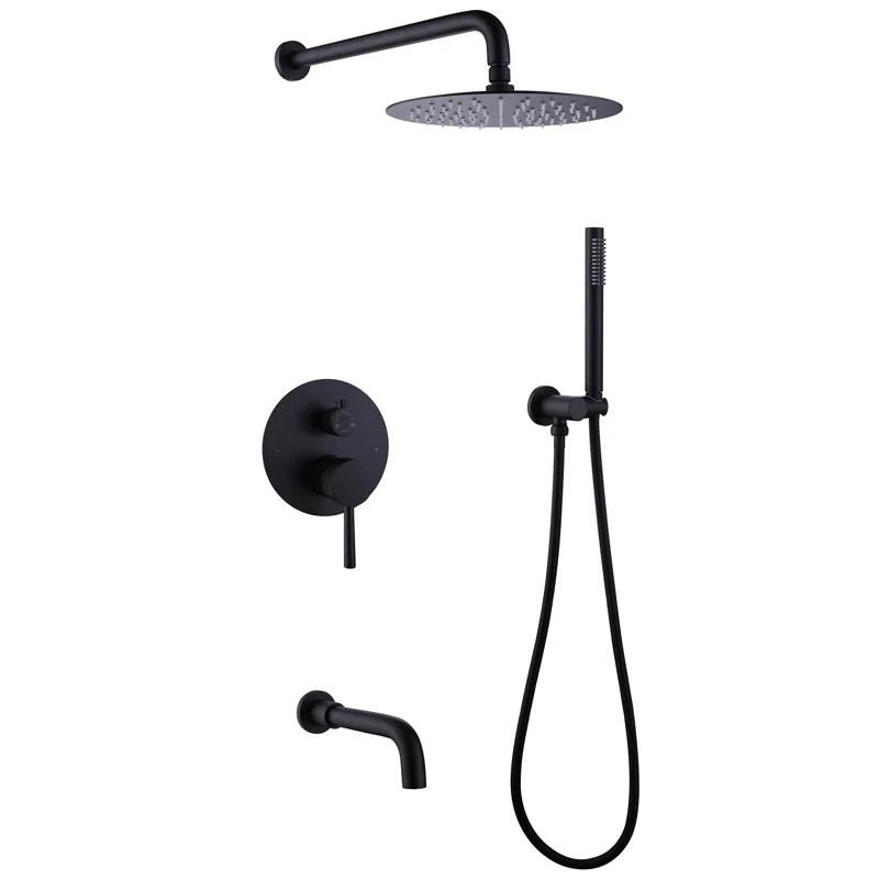 10 Inch Overhead Shower with 360° Rotatable Tub Spout Rough In Pressure Balance Valve Body