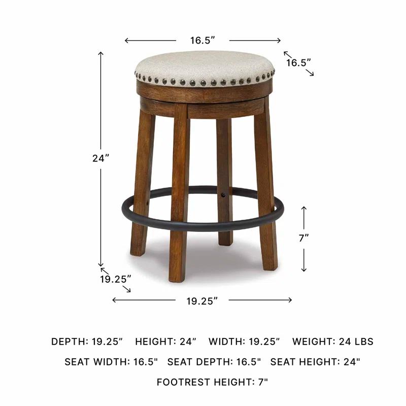 Gracie Oaks Marlar Swivel Upholstered Counter Stool with Solid Wood Frame