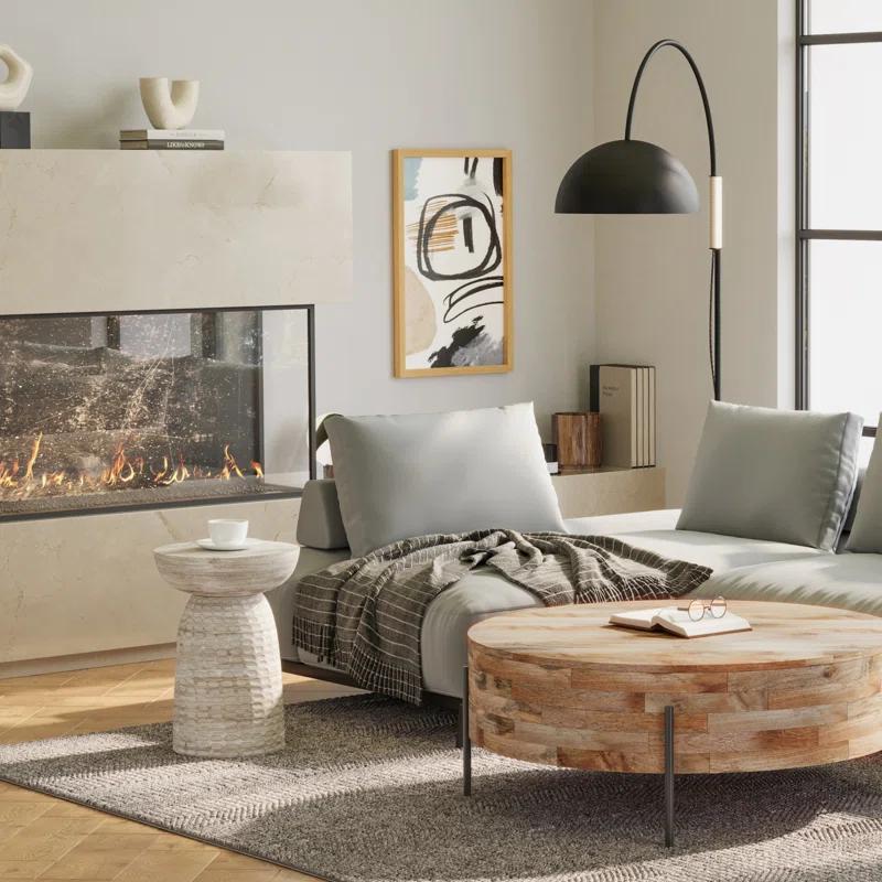 Dakota Fields Solid Mango Wood Contemporary Accent Table with Textured Finish, Fully Assembled