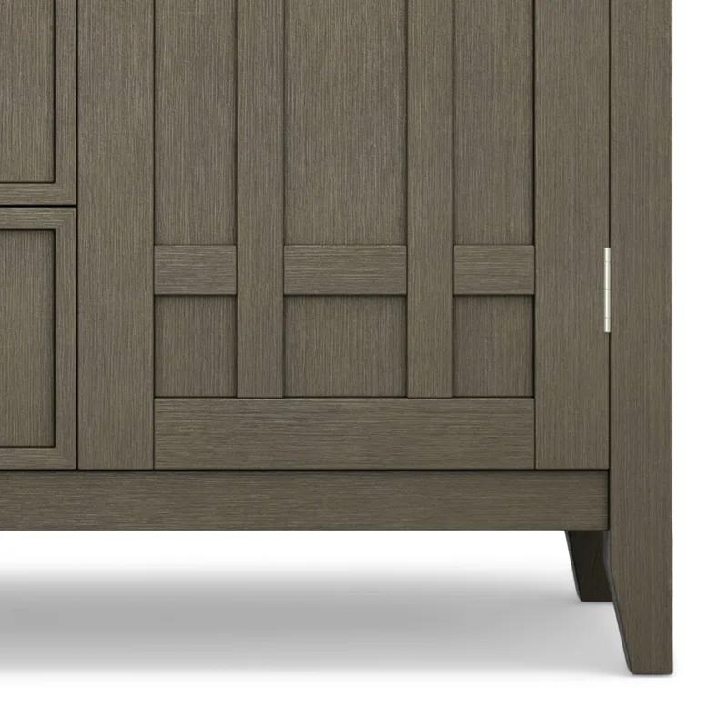 Simpli Home Bedford 54"W Solid Wood Sideboard Buffet and Wine Rack, 2 Drawers, and 2 Cabinets