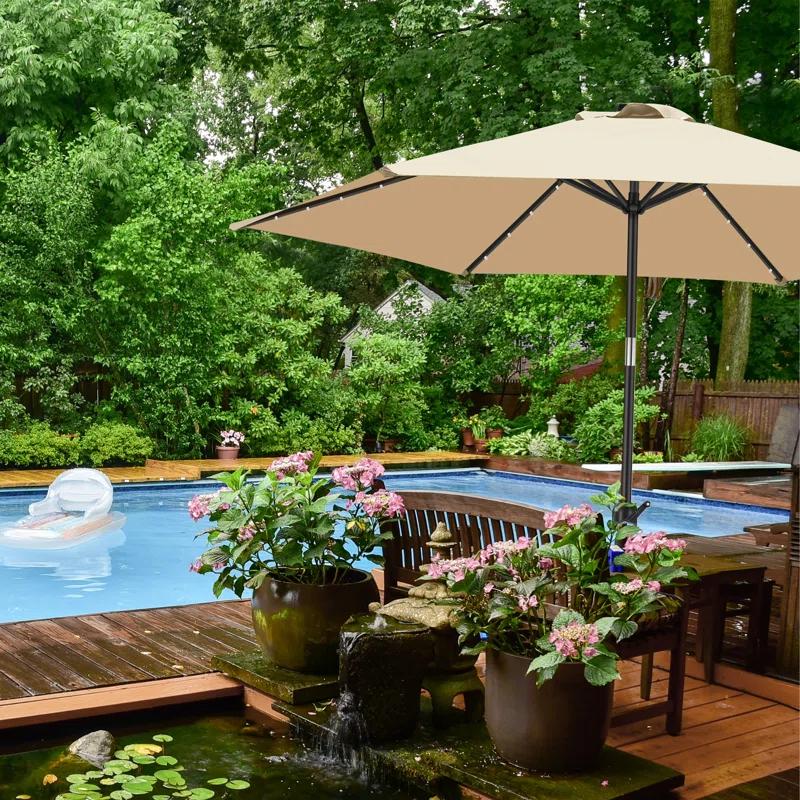 KUTIME Fruiteam 90'' Lighted Tilt Market Umbrella