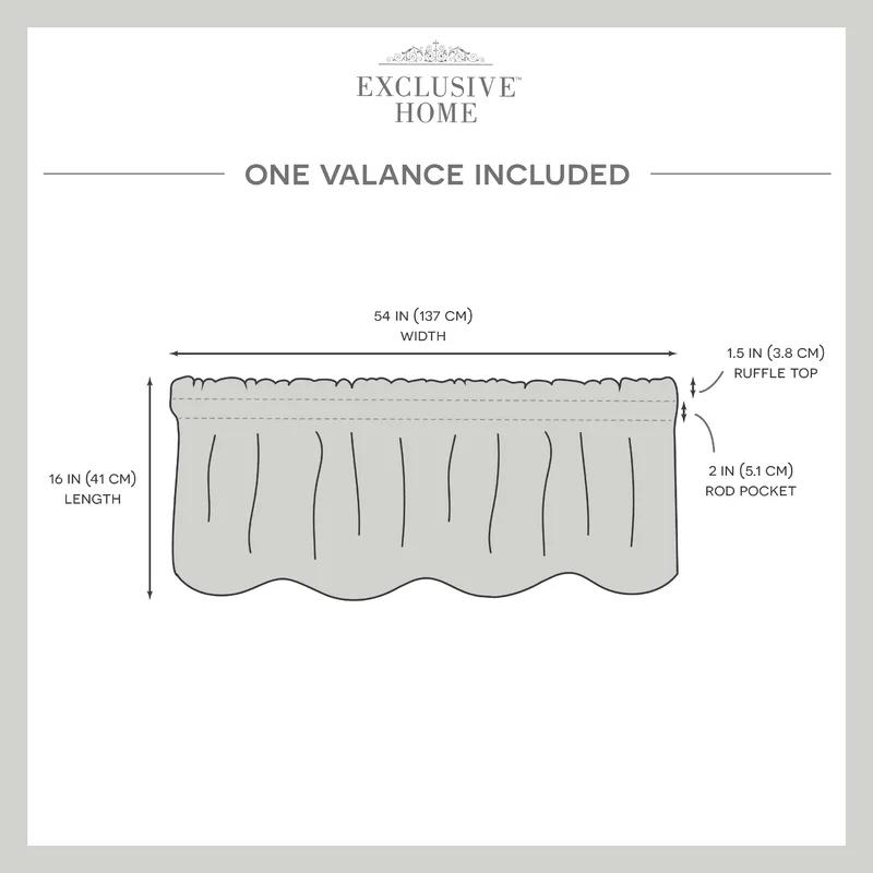 Gray Linen-Look Scalloped Rod Pocket Valance