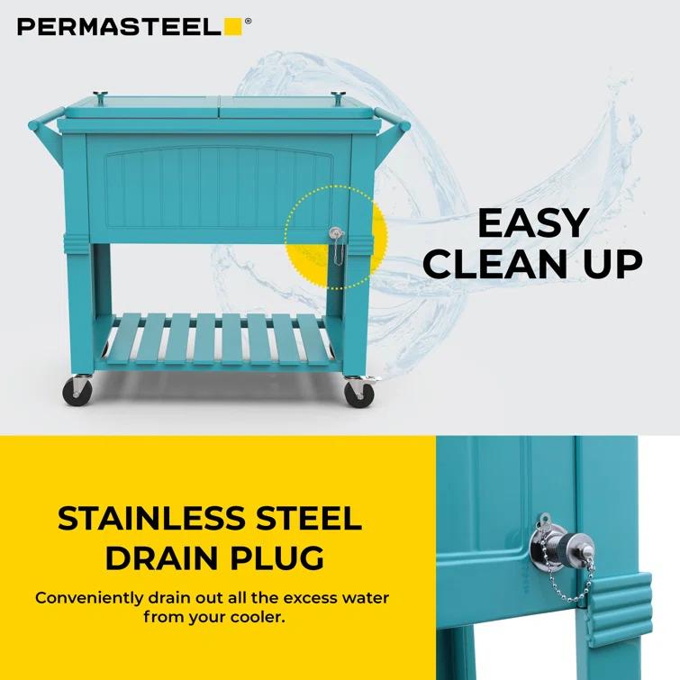 Permasteel 80 Qt. Furniture Style Rolling Patio Cooler