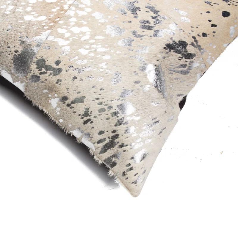 HomeRoots (Set of Two) Silver and Gray Cowhide Throw Pillow (Set of 2)