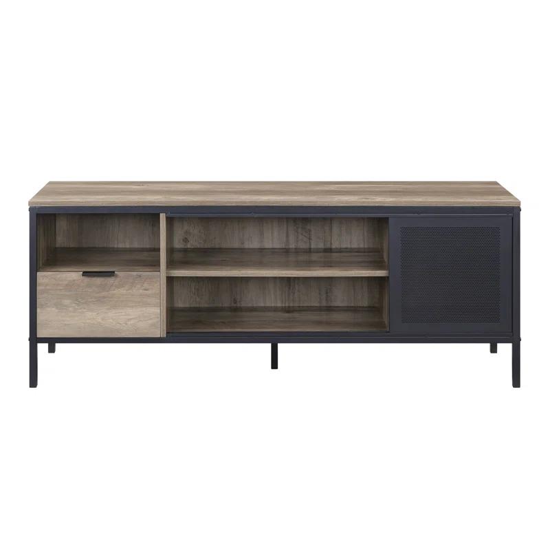 Loon Peak® Genivee 1-Drawer Rectangular TV Stand in Rustic Oak/Black | Wayfair