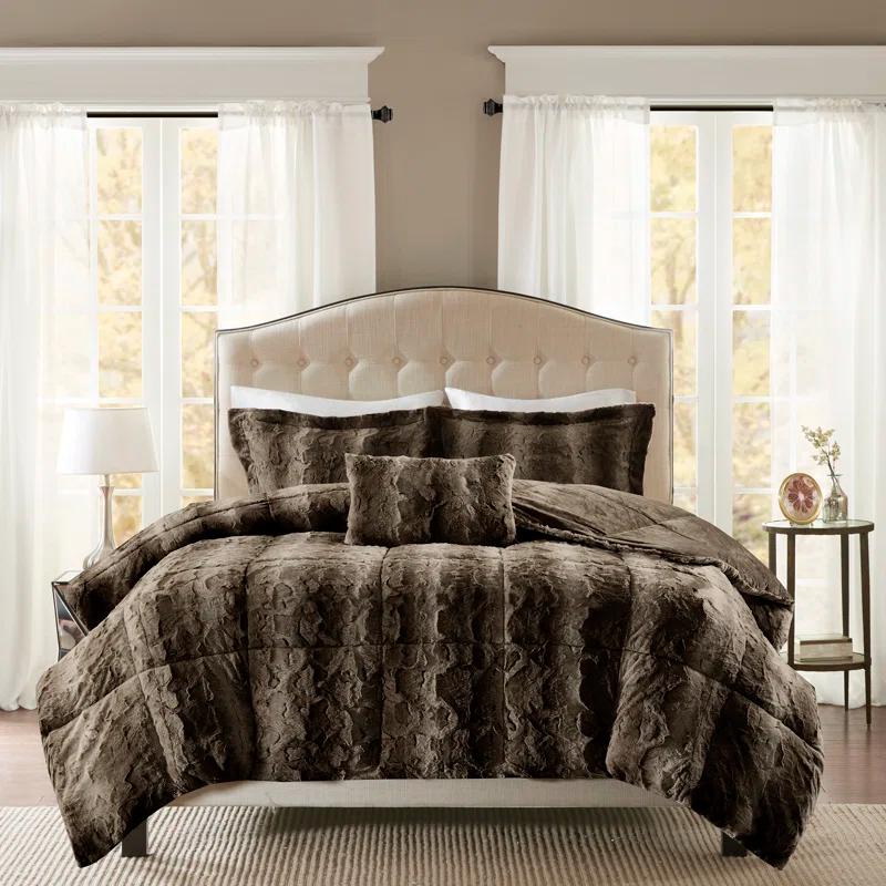 Madison Park Zuri Faux Fur Comforter Set
