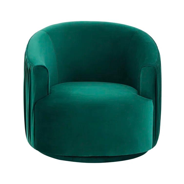 TOV Furniture Velvet Swivel Barrel Chair