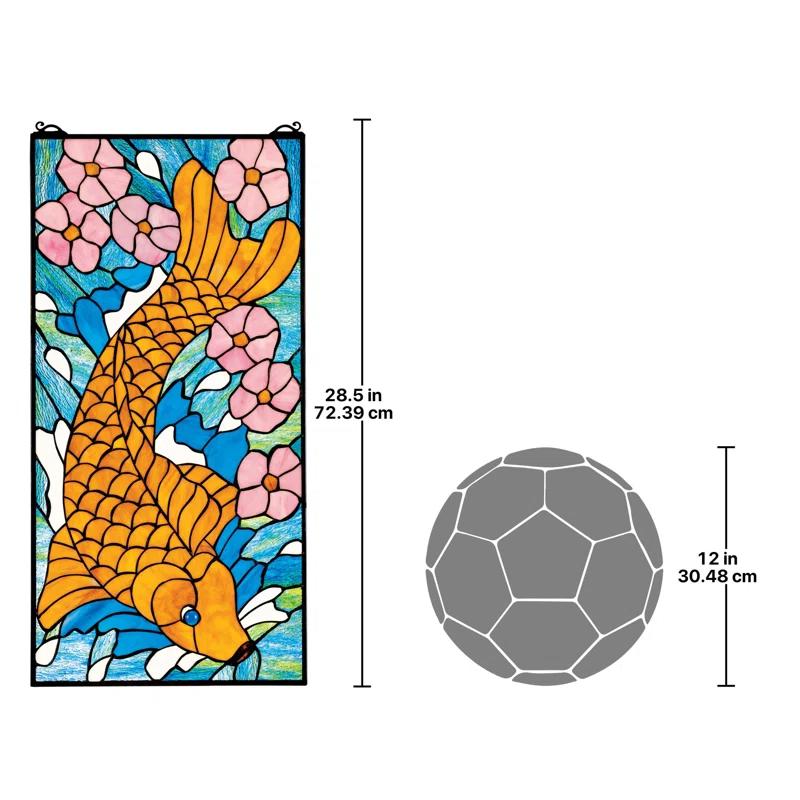 Design Toscano Asian Koi Stained Glass Window Panel