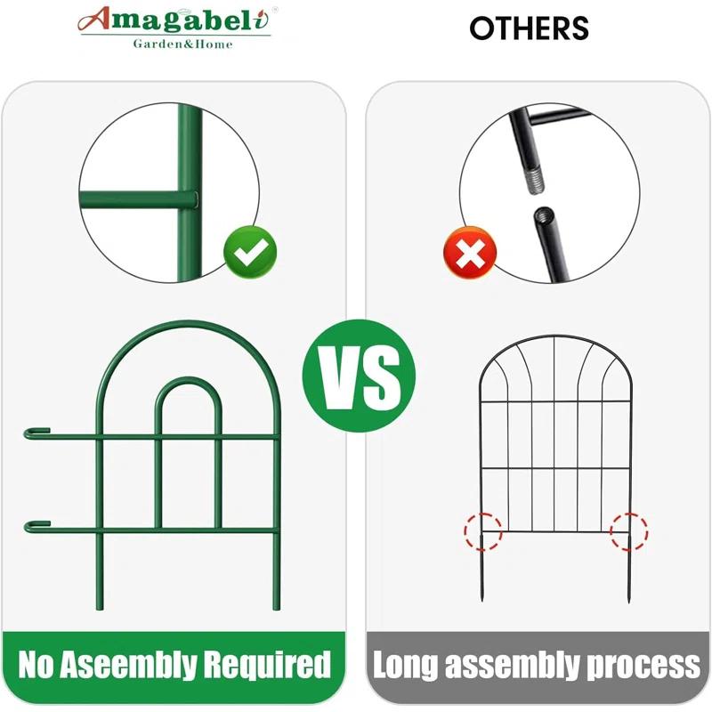 Amagabeli 35panels Decorative Garden Fence 18inchl x 50ft Border Animal Barrier Fence Border Green Thicken