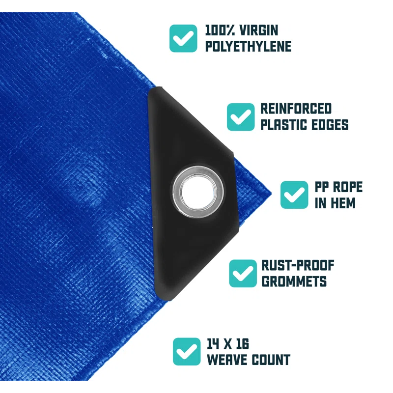 Core Tarps 16 Mil Heavy Duty Polyethylene Tarp, Waterproof, UV Resistant