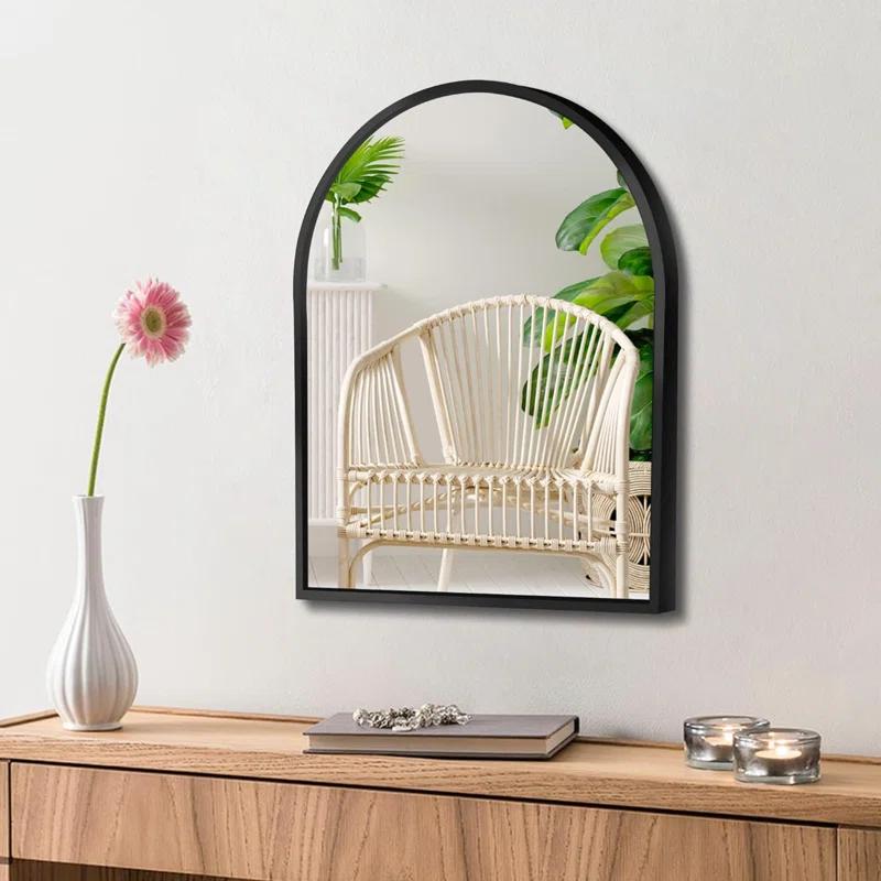 10X13 Inch Black Small Arched Mirror For Bathroom Vanity Mirror Or Wall Decor Arch Mirror Brushed Metal Frame Wall Mounted Mirror For Bathroom Livingroom Bedroom Entryway