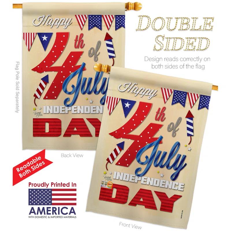 Breeze Decor Double Sided 40'' H x 28'' W Polyester Independence Day Flag Set
