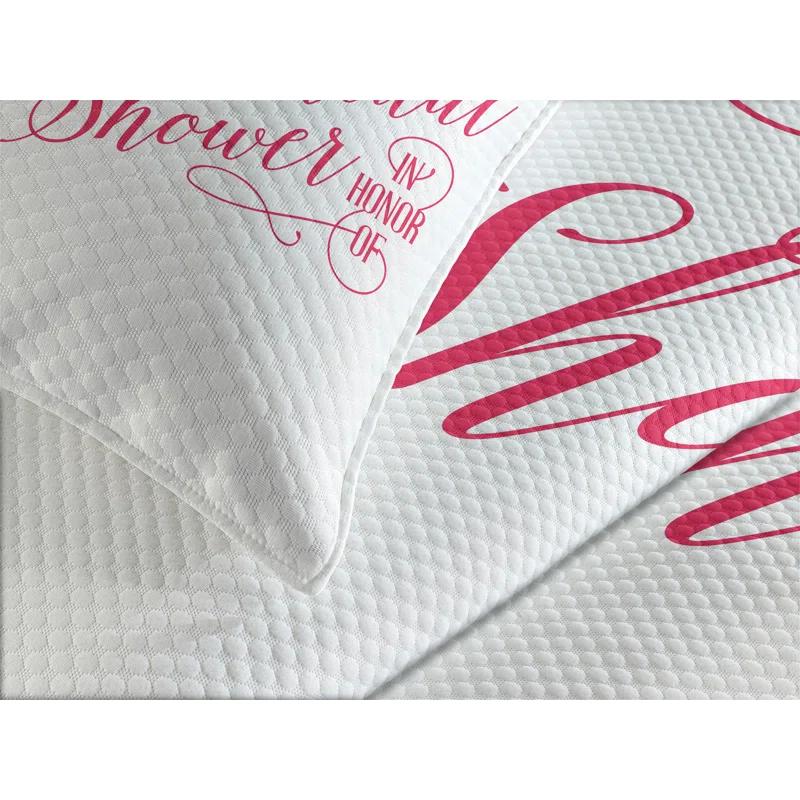 Ambesonne Ambesonne Pink Bedspread Set 3 Pcs Bride Shabby Flowers Queen Pale Pink Hot Pink